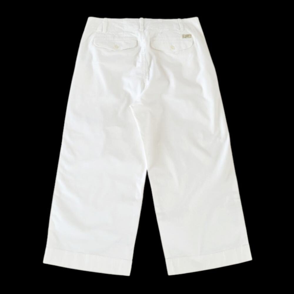 Polo Ralph Lauren Wide Leg Cropped Pants High Rise Ivory Preppy Coastal Sz 8 - Picture 2 of 12